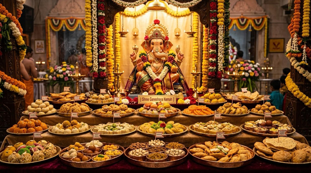 Chhappan Bhog 56 sacred delicacies offered to Lord Ganesha